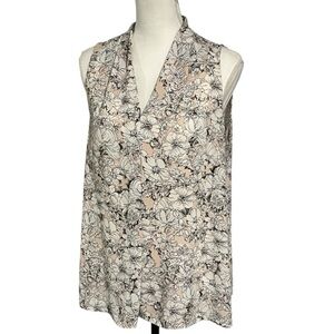 Pink and grey floral sleeveless blouse size L from Violet + Claire EUC